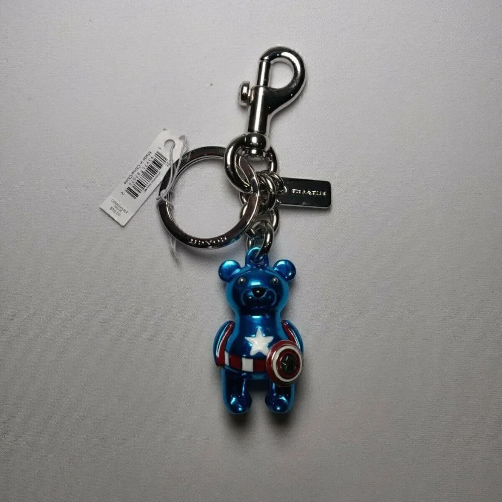 NWT Coach X Marvel Captain America Bear Bag Charm 2755